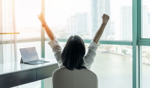 we moved! hands thrown up in the air